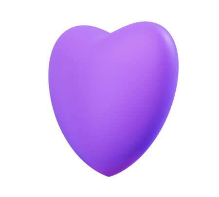 Purple heart on a white background. 3d rendering