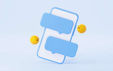 A chat dialog box on a mobile phone. Correspondence in social networks or SMS message. 3D renderingの写真素材