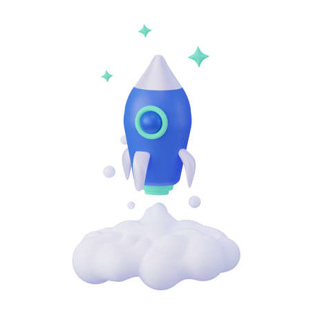 Blue rocket star ap. 3d rendering illustration.の写真素材