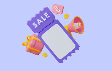 Coupon with the inscription SALE. With empty space for the price or promo code. 3d renderingの写真素材