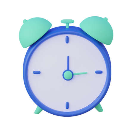 3d Icon Blue alarm clock with second hand hanging. 3d rendering.の写真素材