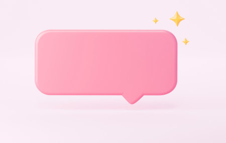 3d pink speech bubble mockup. 3d renderingの写真素材