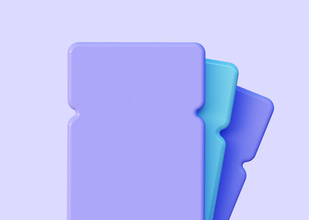 Three purple 3d coupons for discounts and cashback bonuses. Gift coupons for New Year, birthdays and various sales. 3d rendering illustrationの写真素材