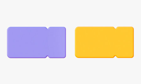 Purple and yellow coupon with an empty space for the text. For cashback and promo codes. bargain shopping. 3d rendering of an isolated online backgroundの写真素材
