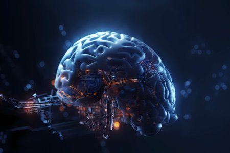 Abstract digital human brain. Generative AIの素材