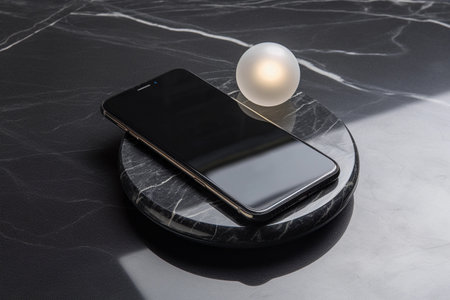 Mobile phone model presentation on dark background. AI generationの素材