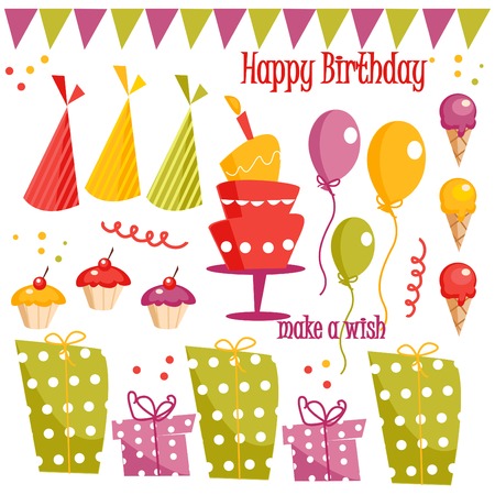 Birthday party graphic elements illustrationのイラスト素材