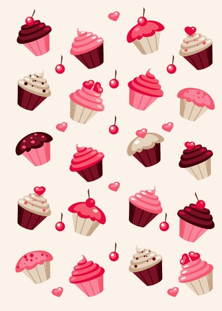 cupcake background illustrationのイラスト素材