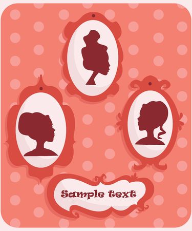 Woman portraits silhouette with place for your text, illustrationのイラスト素材