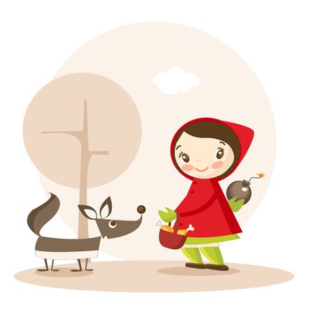 Little Red Riding Hood funny cartoon illustrationのイラスト素材