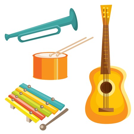 Cartoon musical instruments のイラスト素材