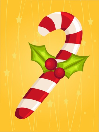 Christmas card with candy caneのイラスト素材