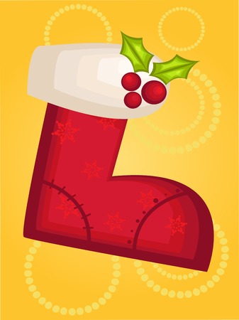 christmas sock on christmas cardのイラスト素材
