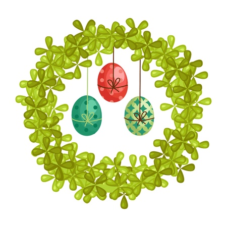 colorful Easter egg wreath isolated のイラスト素材