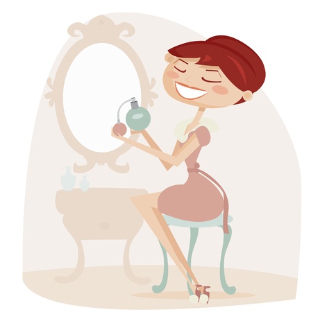 retro cartoon woman with perfumeのイラスト素材