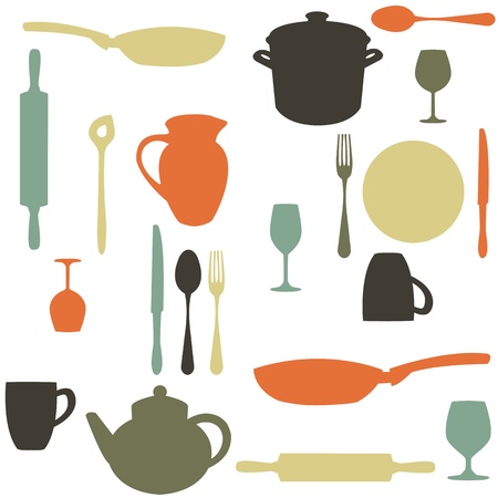 colorful kitchen patternのイラスト素材