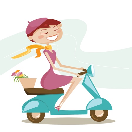 Scooter girlのイラスト素材