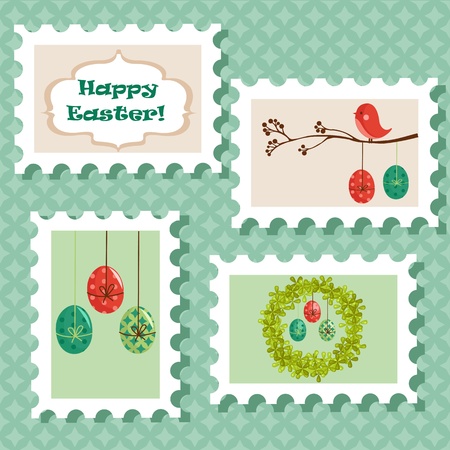 Easter postal stamps setのイラスト素材