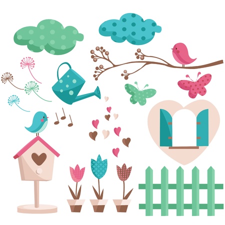 Spring elements with trendy colorsのイラスト素材