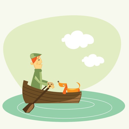 man on a boatのイラスト素材