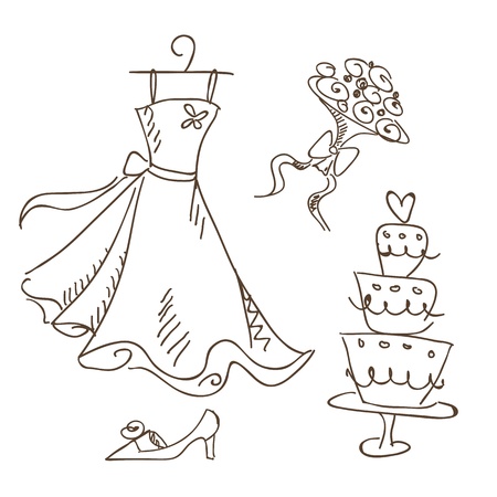 a wedding sketch,  illustrationのイラスト素材