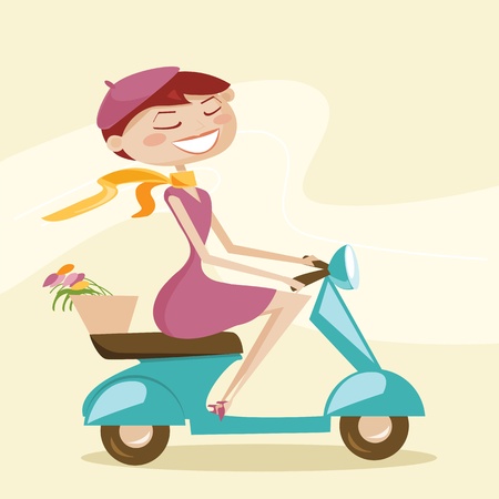 Scooter girl, vector illustrationのイラスト素材