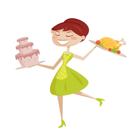Happy housewife isolated  retro  illustrationのイラスト素材
