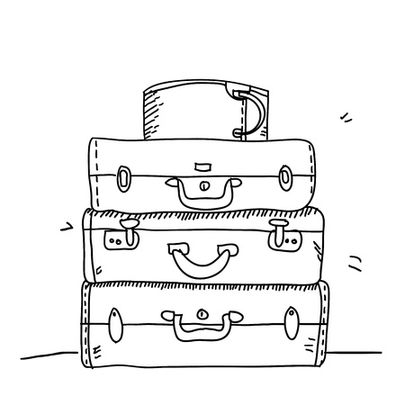 Scribble suitcases on paper のイラスト素材