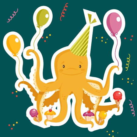 Birthday party card, vector illustrationのイラスト素材