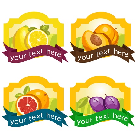 Set of fruit labelsのイラスト素材