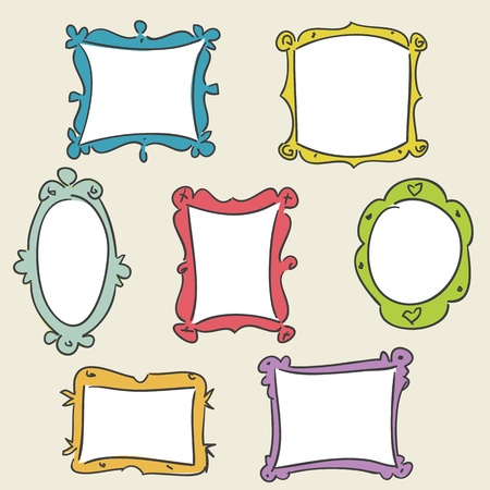 Hand drawn frames, vector illustrationのイラスト素材