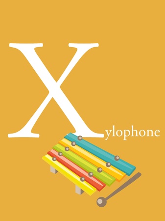 Colorful abc, letter X illustrationのイラスト素材