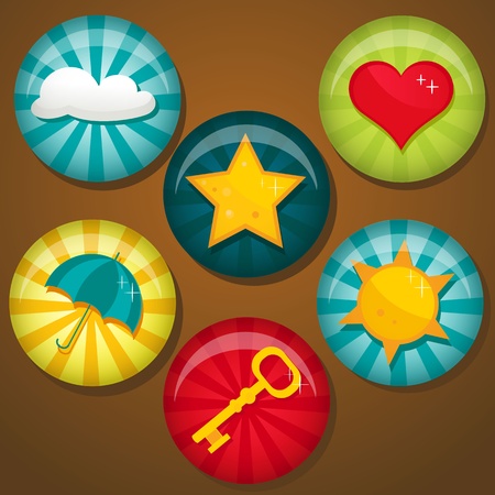Cute badges, illustrationの写真素材