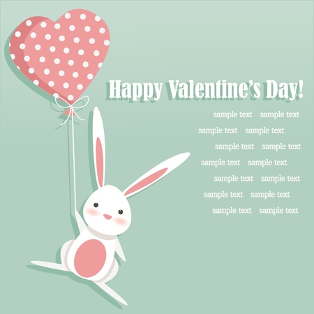 Valentine card with a cute bunny, illustrationのイラスト素材