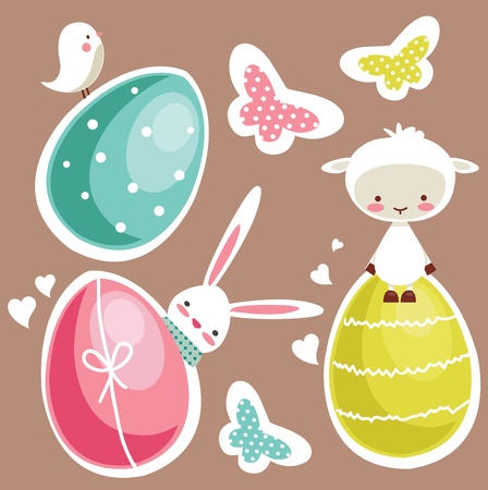 Cute Easter design elements, vector illustrationのイラスト素材