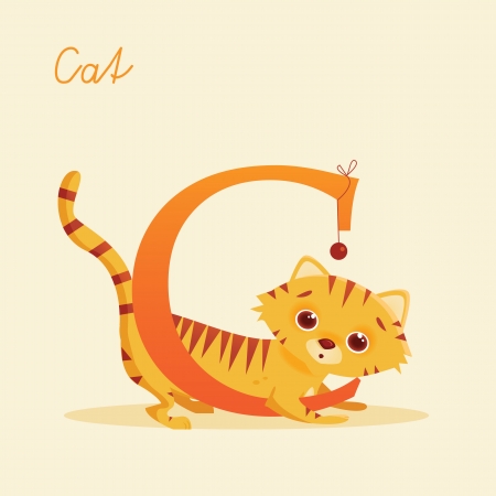 Animal alphabet with cat, vector illustrationのイラスト素材