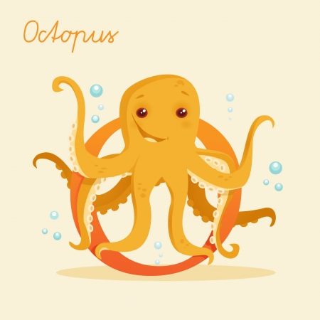 Animal alphabet with octopus  vector illustrationのイラスト素材