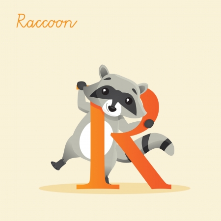 Animal alphabet with raccoon illustrationのイラスト素材