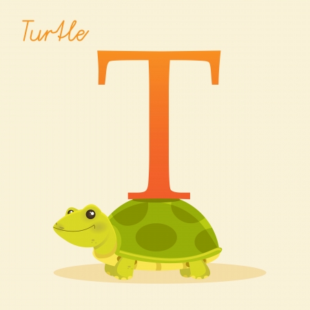 Animal alphabet with turtle illustrationのイラスト素材