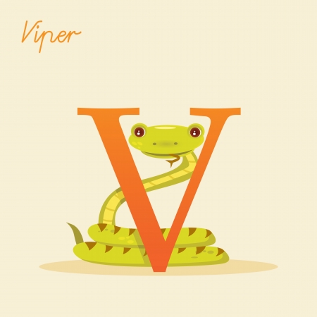 Animal alphabet with viper illustrationのイラスト素材