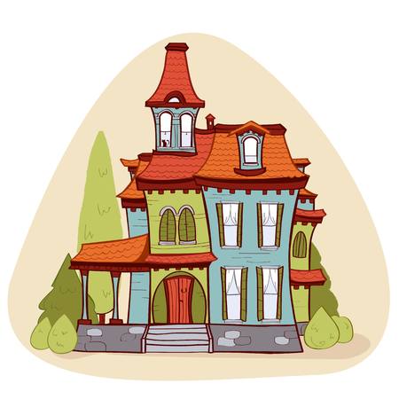 Cute  cartoon style house, vector illustrationのイラスト素材