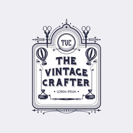Arts and crafts vintage label, vector illustrationのイラスト素材