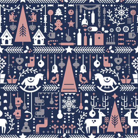 Christmas seamless pattern, vector illustrationのイラスト素材