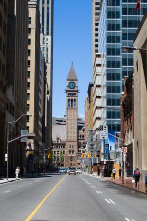 Old City Hall Tower, view from Bay streetの写真素材