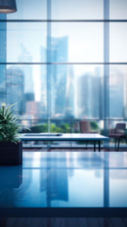 Interior of a modern office building. Blurred abstract background.の素材