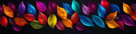Colorful autumn leaves on black background. Vector illustration for your designの素材