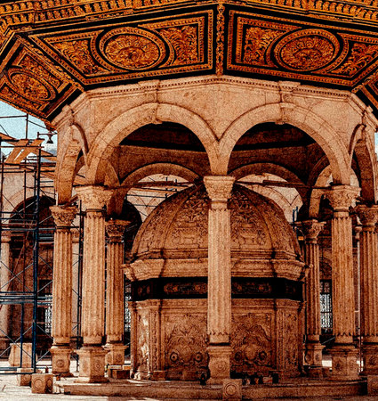 in iran the old decorative column  and the historical place of worship