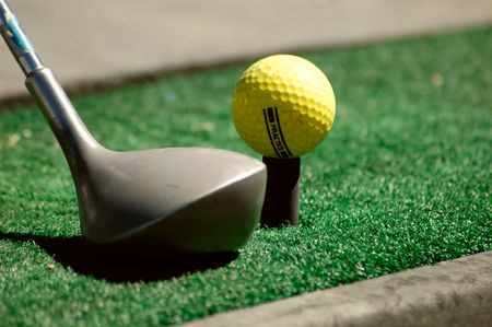 Club head and practice golf ballの写真素材