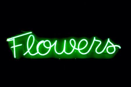 Green flowers neon signの写真素材