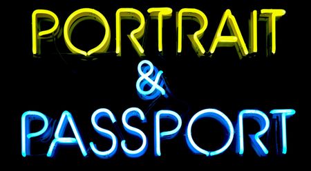 Portrait and Passport neon signの写真素材